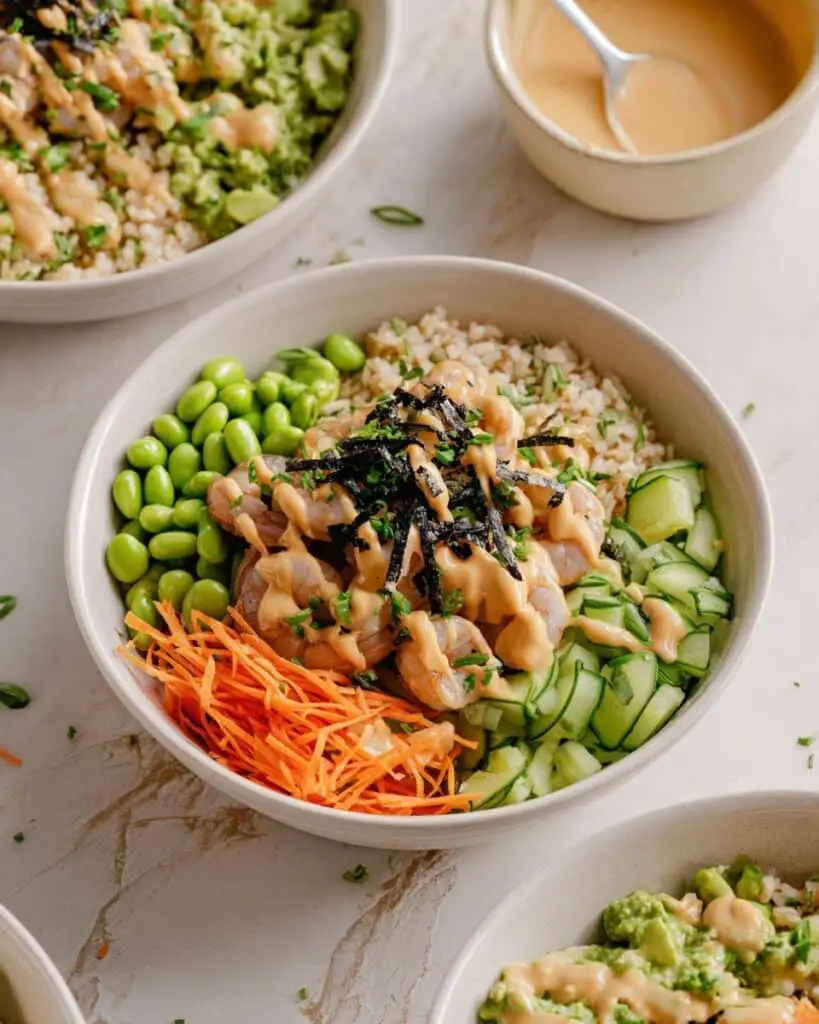 20-Minute Ginger & Garlic Shrimp Bowls with Spicy Mayo Recipe