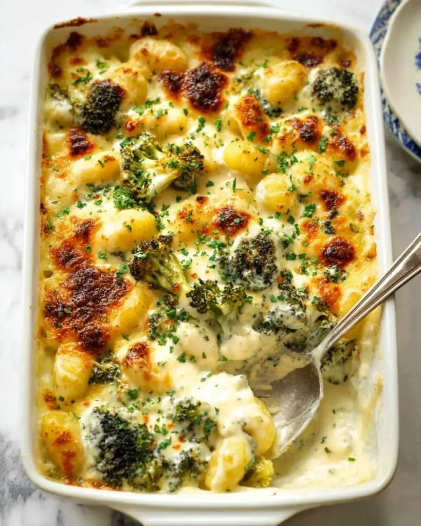 Cheesy Baked Gnocchi with Roasted Broccoli Recipe