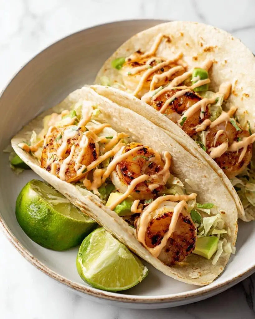 Blackened Shrimp Tacos with Spicy Slaw and Avocado Recipe