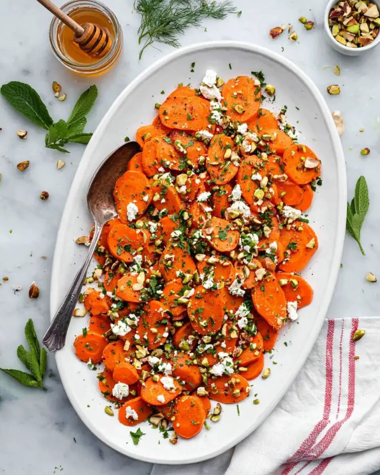 Roasted Carrots with Hot Honey, Pistachios, and Feta Recipe