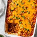 Ground Beef Casserole with Cheddar and Green Onions Recipe