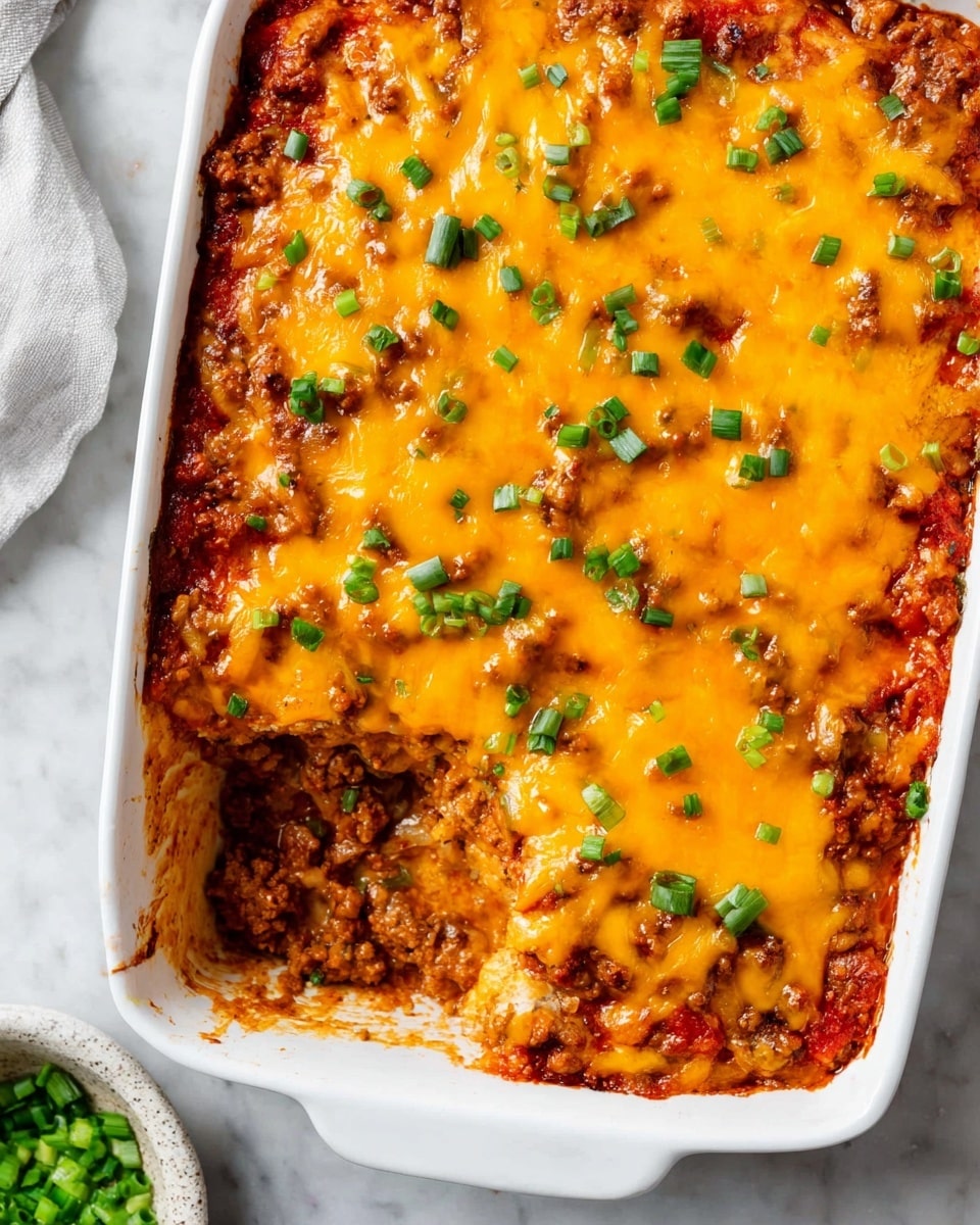 Ground Beef Casserole with Cheddar and Green Onions Recipe