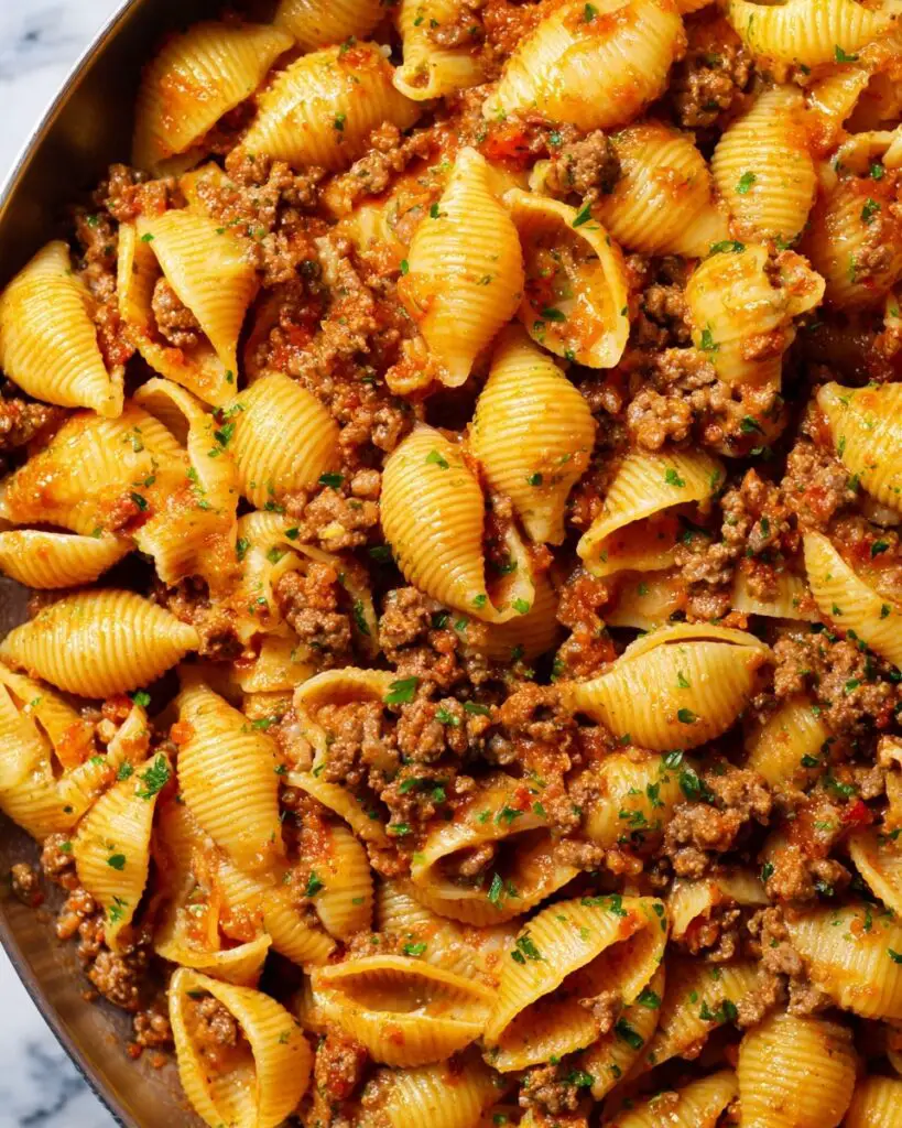 Easy Creamy Beef and Shells Recipe