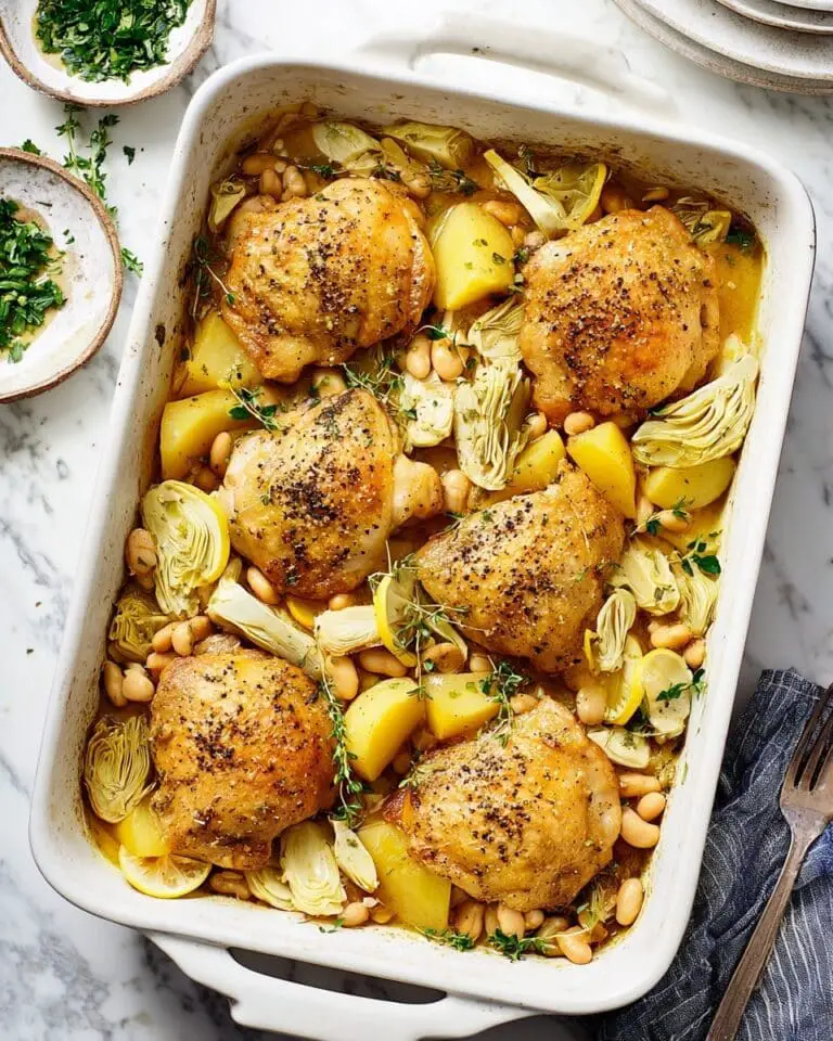 Oven Roasted Chicken with Potatoes, White Beans, and Lemon Recipe