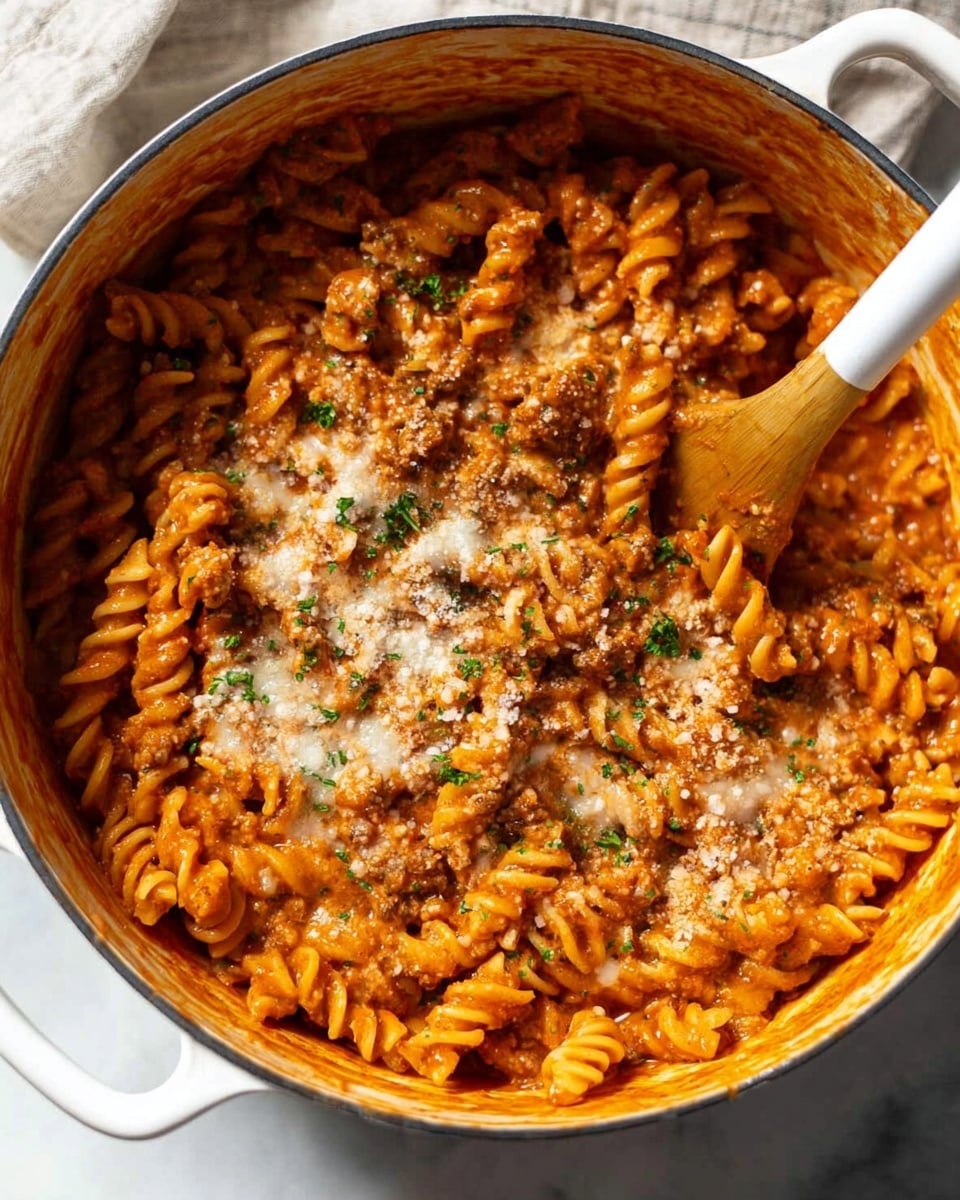 One Pot Creamy Tomato Beef Pasta Recipe