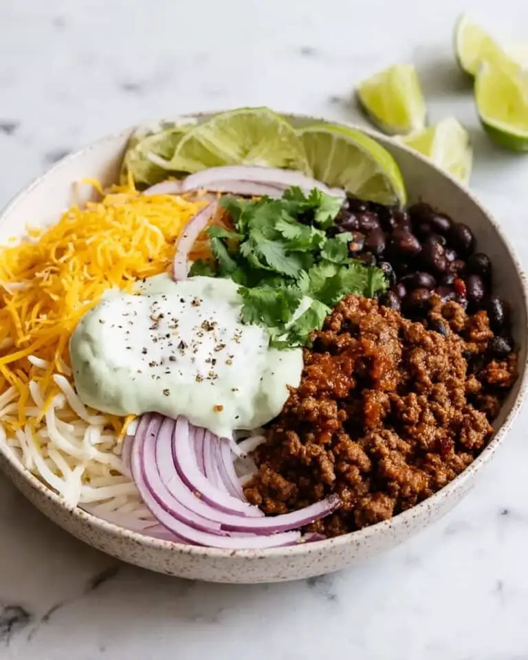 Ground Beef Taco Bowl with Avocado Lime Ranch Dressing Recipe