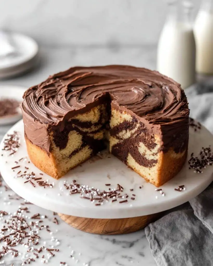 Marble Cake with Chocolate Buttercream Frosting Recipe