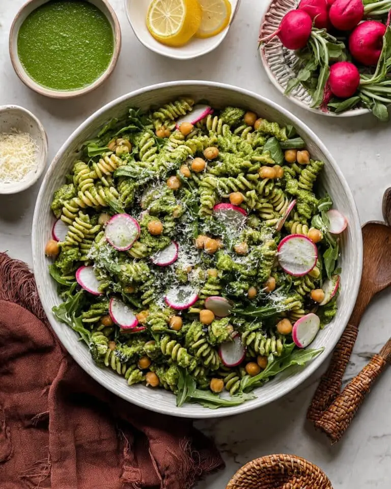 Spring Pasta Salad with Asparagus, Chickpeas & Basil Vinaigrette Recipe
