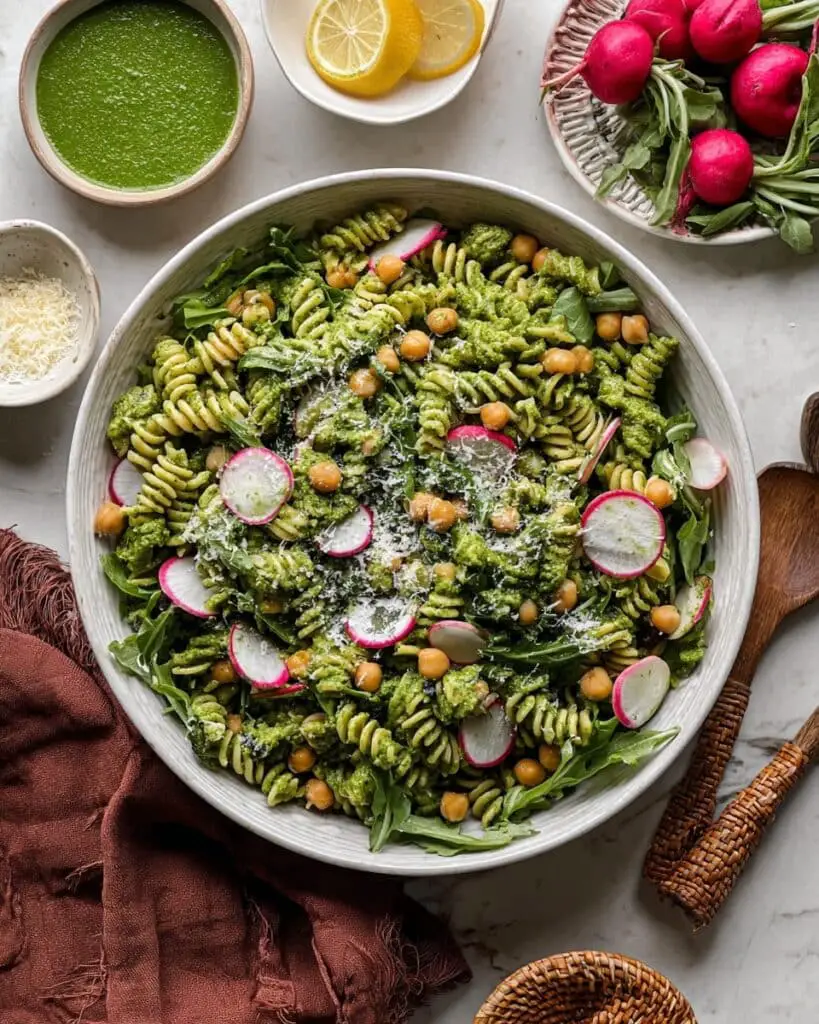 Spring Pasta Salad with Asparagus, Chickpeas & Basil Vinaigrette Recipe