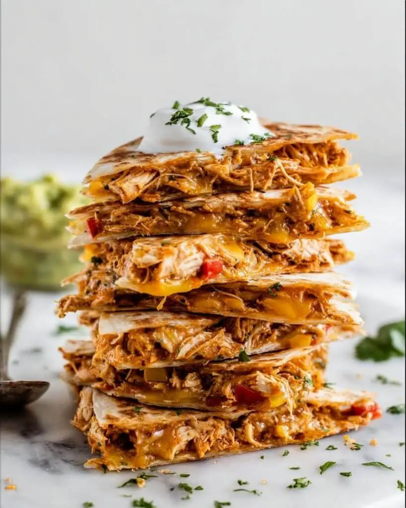 Chicken and Pepper Jack Quesadillas with Salsa and Guacamole Recipe
