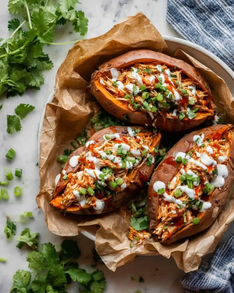 Slow Cooker Buffalo Chicken with Sweet Potatoes and Ranch Recipe