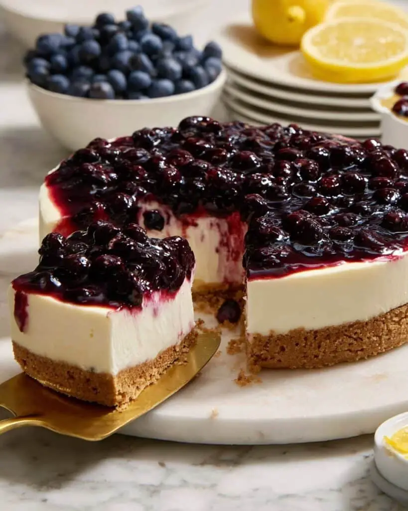 No-Bake Lemon Blueberry Cheesecake Recipe