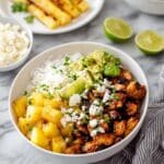 Grilled Chicken al Pastor Bowls with Pineapple, Avocado, and Salsa Verde Recipe