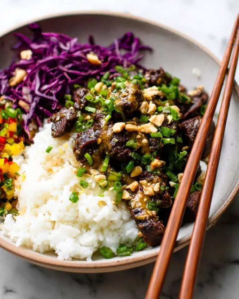 Beef Satay with Coconut Peanut Sauce Recipe