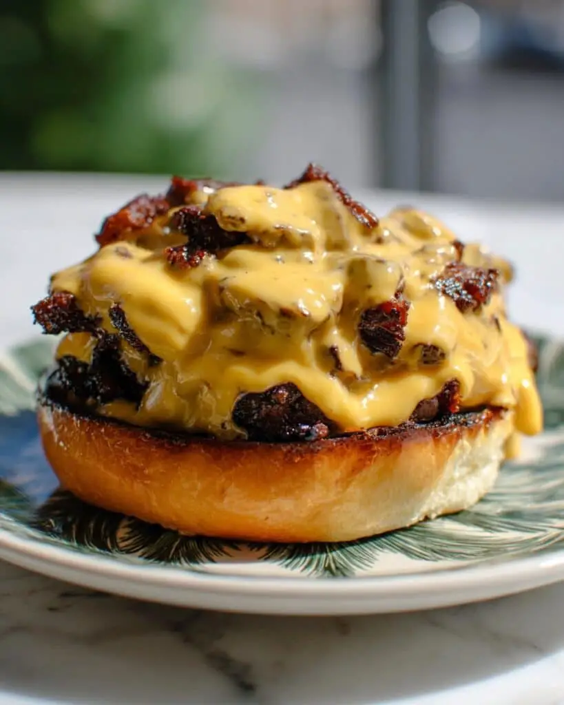 Vegetarian Smashed Mushroom Burger with Pickled Jalapeños Recipe