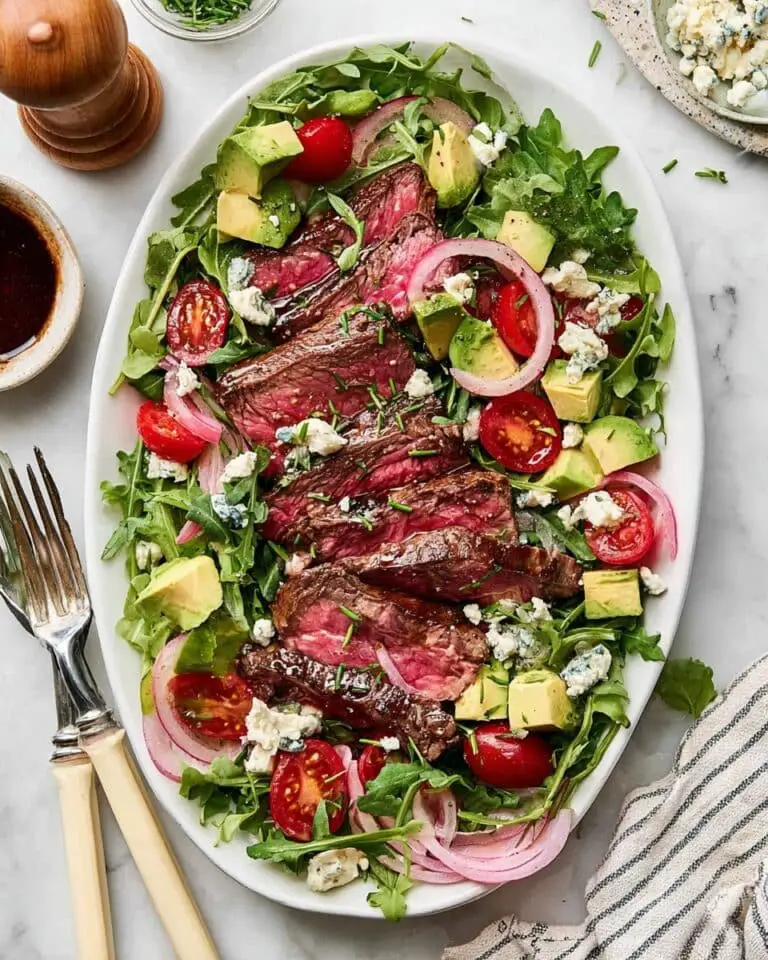 Steak Salad with Balsamic Vinaigrette, Blue Cheese, and Pickled Red Onions Recipe