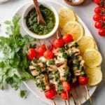 Grilled Salmon Kabobs with Cherry Tomatoes and Chimichurri Recipe