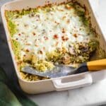 Pesto Rice Bake with Chickpeas, Mushrooms, and Mozzarella Recipe