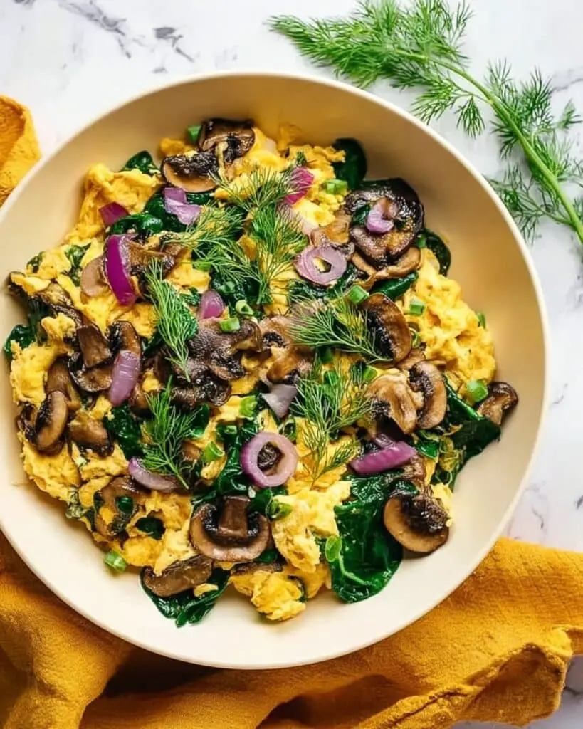 Spinach Mushroom Egg Scramble Recipe