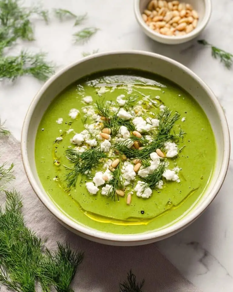 Spinach Soup with Feta, Dill, and Roasted Cauliflower Recipe