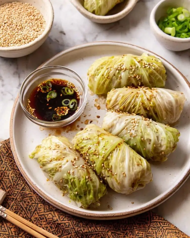 Stuffed Cabbage Rolls with Gyoza Dipping Sauce Recipe