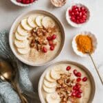 Creamy Cinnamon Quinoa Porridge with Banana, Pomegranate, and Nuts Recipe