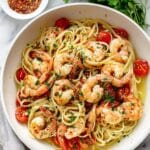 Garlic Butter Shrimp Pasta with Tomatoes Recipe