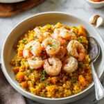 Cheesy Butternut Squash Rice with Sautéed Shrimp Recipe