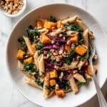 Squash and Caramelized Onion Pasta with Kale and Hazelnuts Recipe