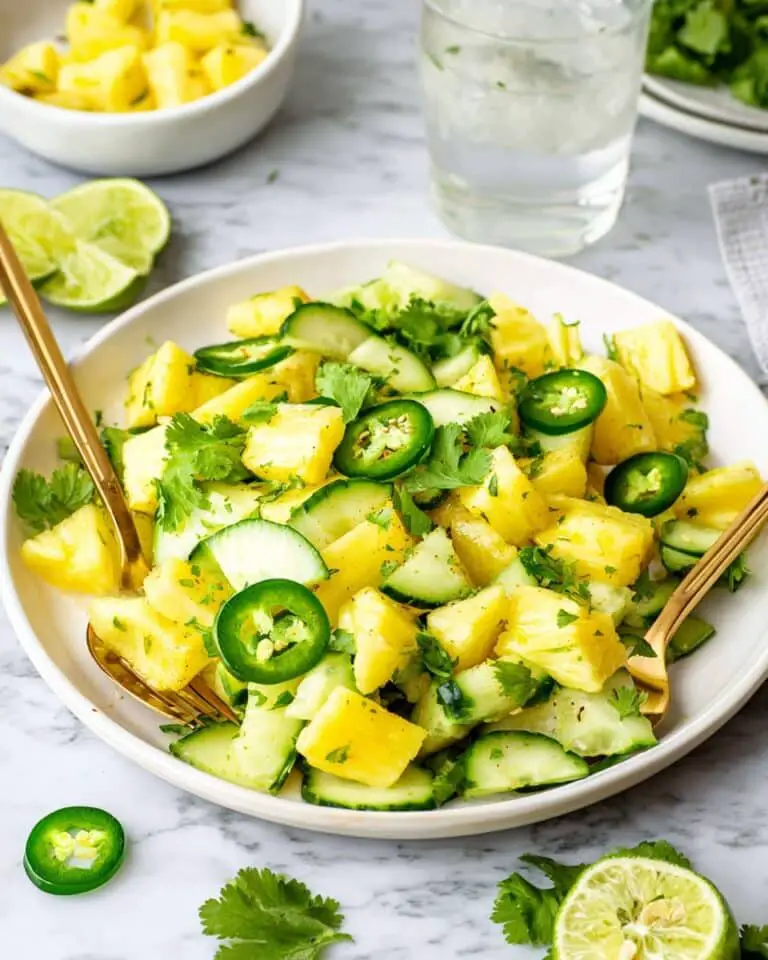 Pineapple Cucumber Salad with Lime, Jalapeños, and Cilantro Recipe