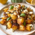 Baked Feta Potatoes with Roasted Garlic, Lemon, and Basil Recipe