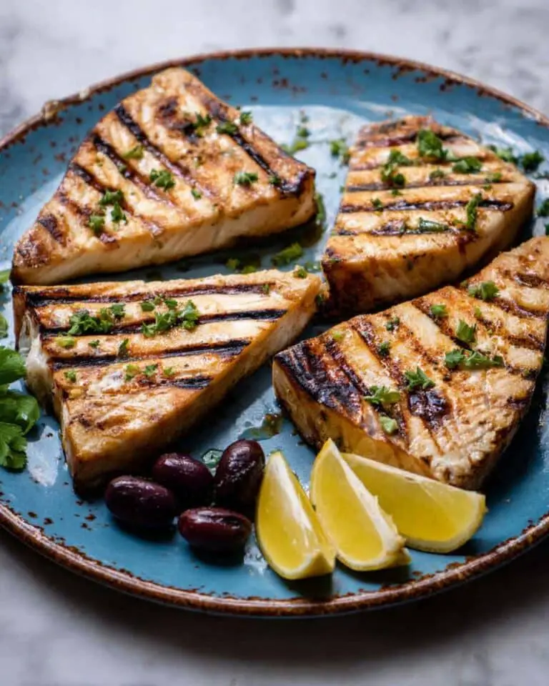 Grilled Swordfish with a Mediterranean Garlic and Lemon Marinade Recipe