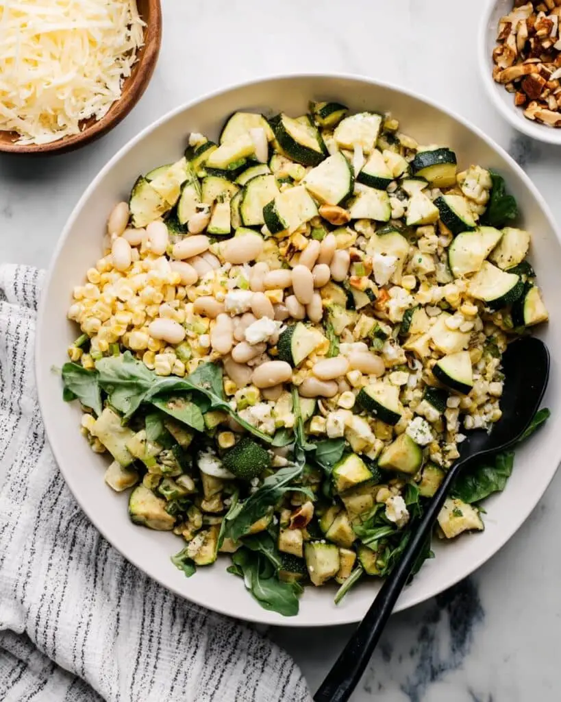 Grilled Zucchini and Corn Salad with Cannellini Beans and Basil Recipe