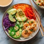 Spring Rolls Bowls with Shrimp and Peanut Sauce Recipe