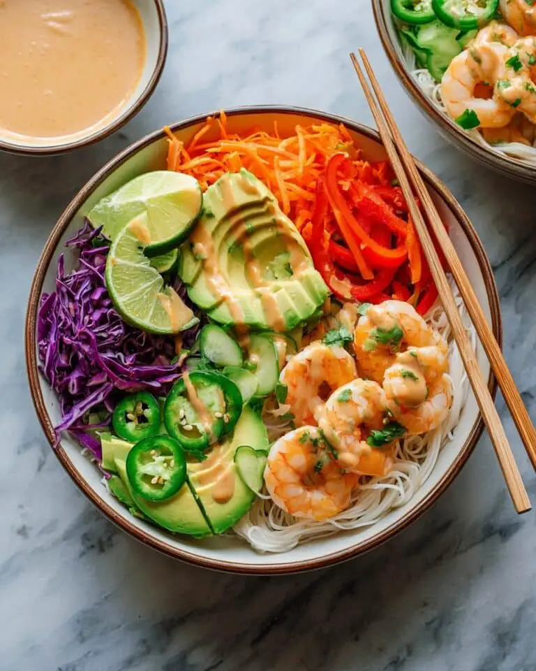 Spring Rolls Bowls with Shrimp and Peanut Sauce Recipe