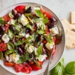 Burrata Salad with Cucumbers, Tomatoes, Kalamata Olives, and Fresh Herbs Recipe