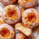 Peach Cobbler Donuts with Cinnamon Peach Filling, Crumble, and Vanilla Glaze Recipe