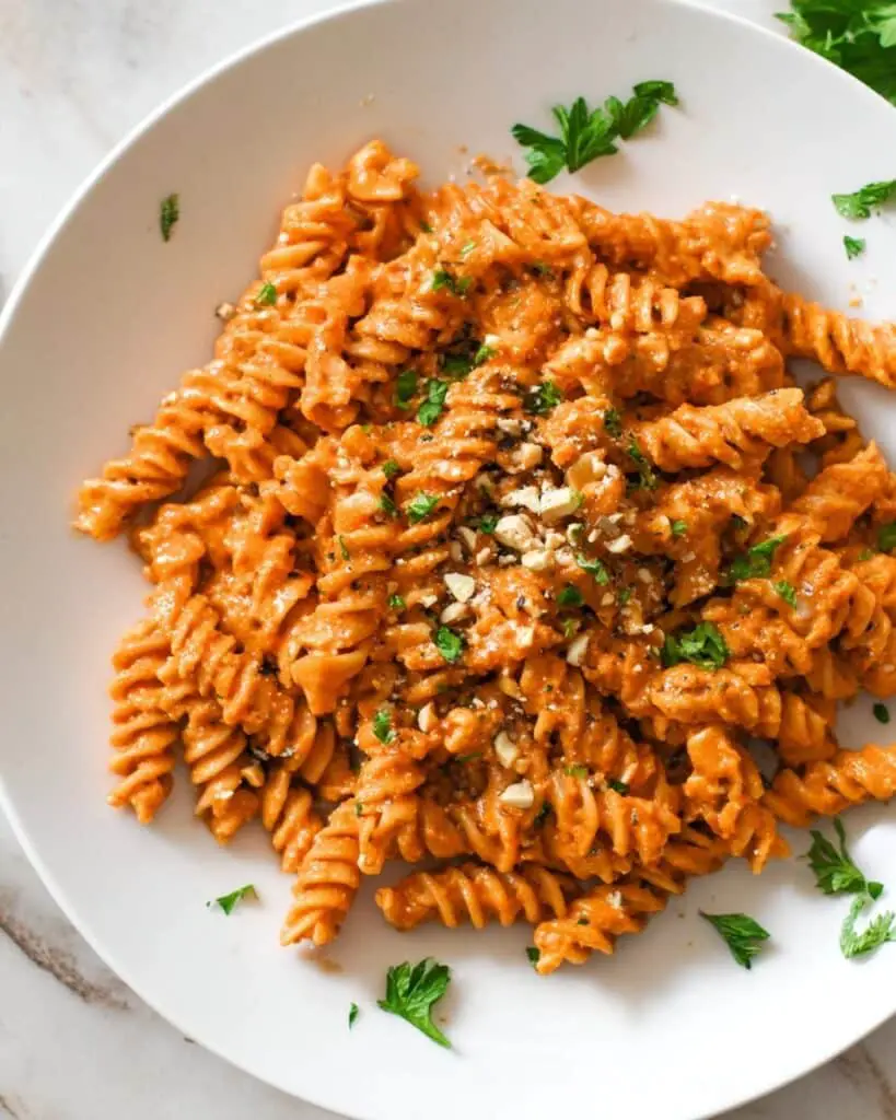 Quick Pasta with Homemade Romesco Sauce Recipe
