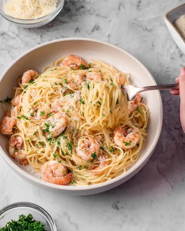 Angel Hair Pasta with Shrimp in Lemon-Garlic Butter Sauce Recipe