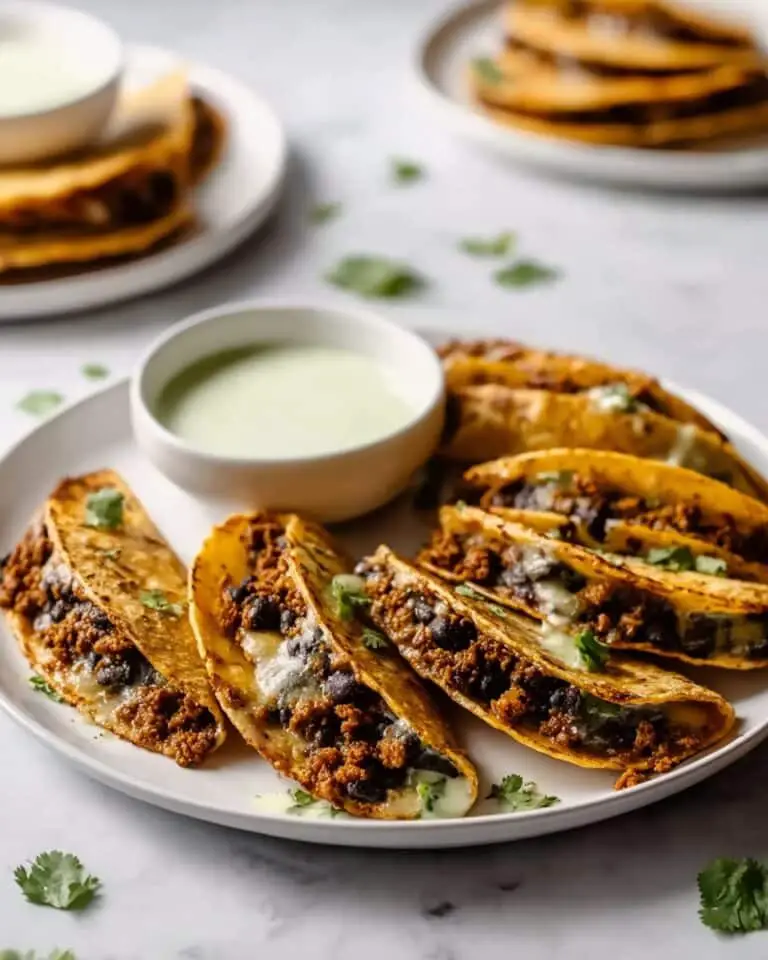 Crispy Baked Ground Turkey Tacos with Avocado Sauce Recipe