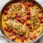 Creamy Pesto Chicken with Grape Tomatoes Recipe