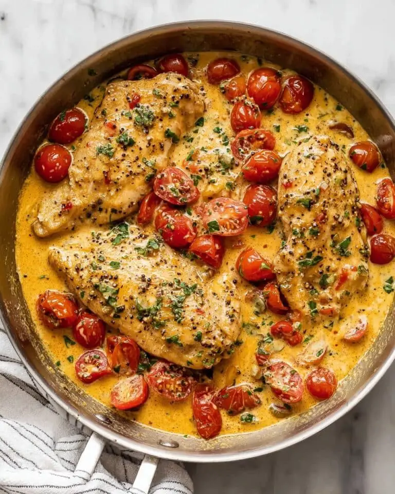 Creamy Pesto Chicken with Grape Tomatoes Recipe