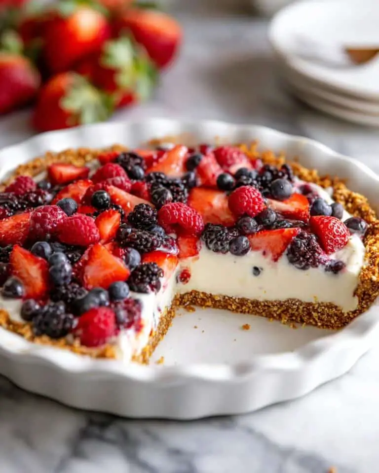Yogurt Pie with Date-Nut Crust and Mixed Berries Recipe