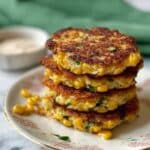 Corn Fritters with Avocado, Sour Cream, and Sweet Chilli Sauce Recipe