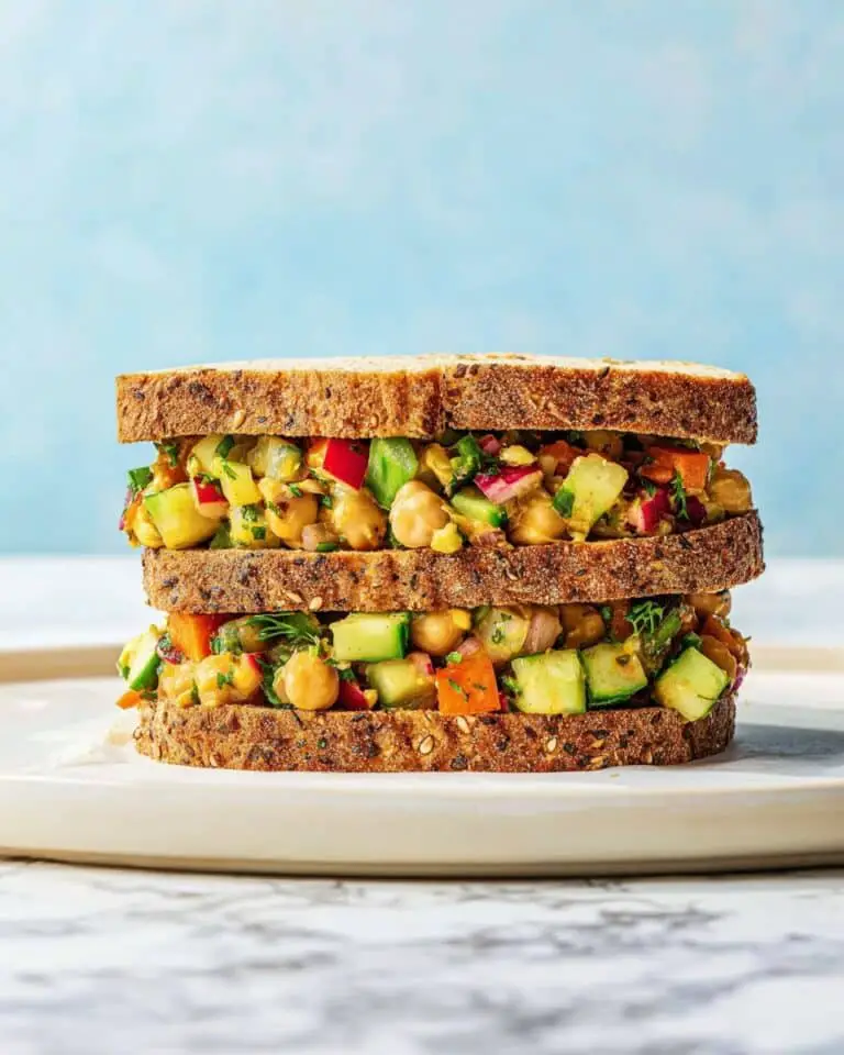 Chickpea Salad Sandwich with Fresh Veggies and Herbs Recipe