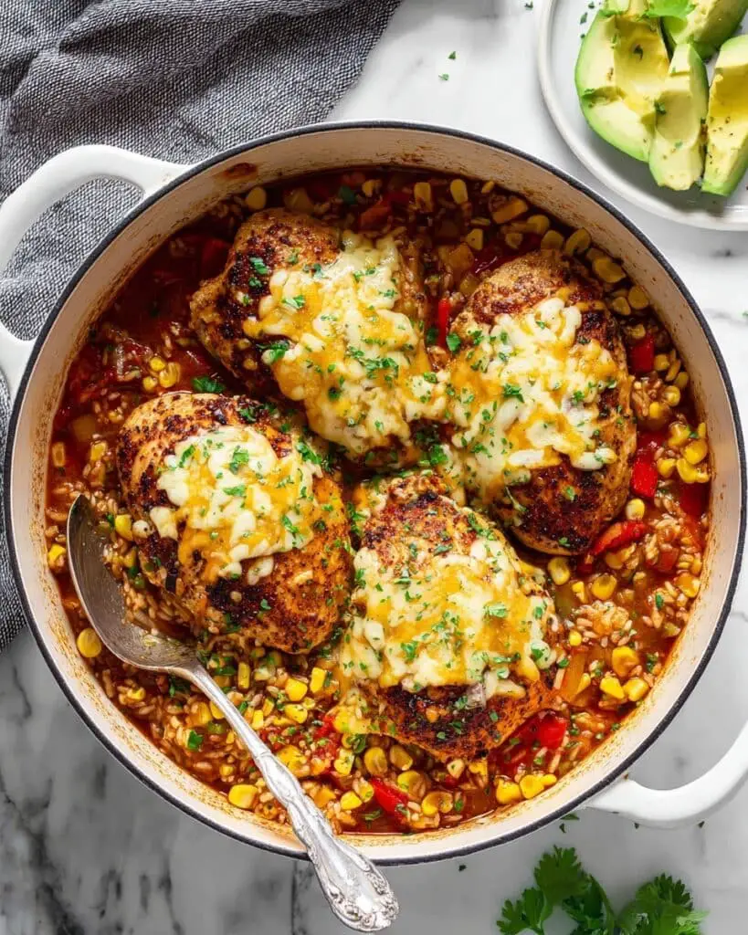 One Pan Salsa Chicken and Rice Recipe