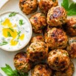 Soft and Tender Baked Greek Chicken Meatballs - No Breadcrumbs Recipe