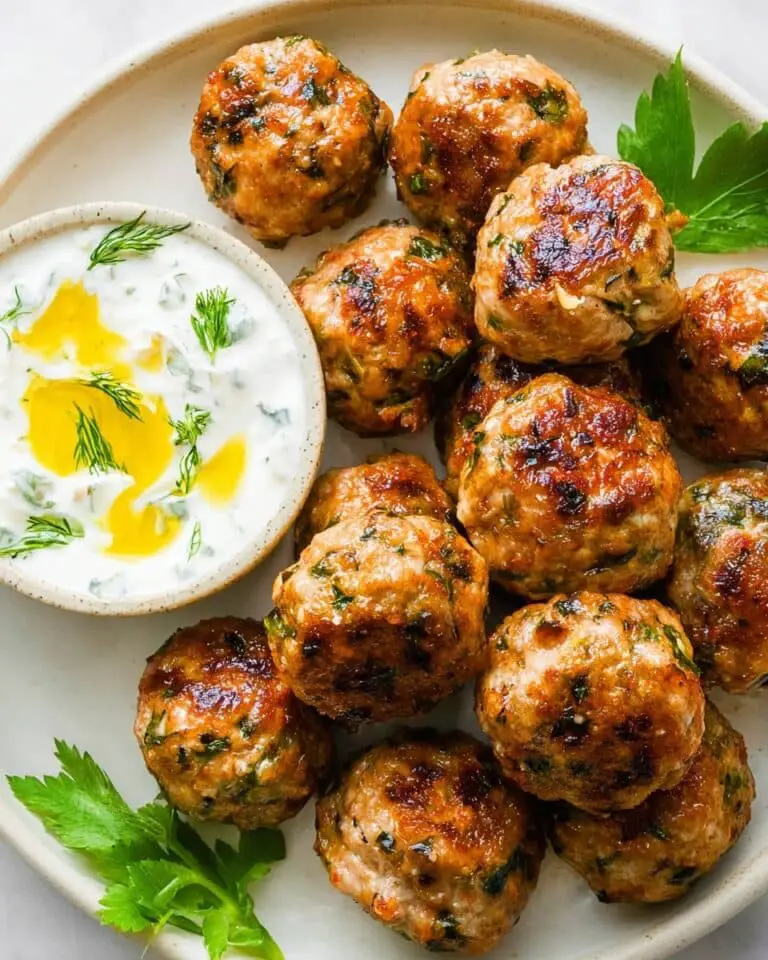 Soft and Tender Baked Greek Chicken Meatballs – No Breadcrumbs Recipe