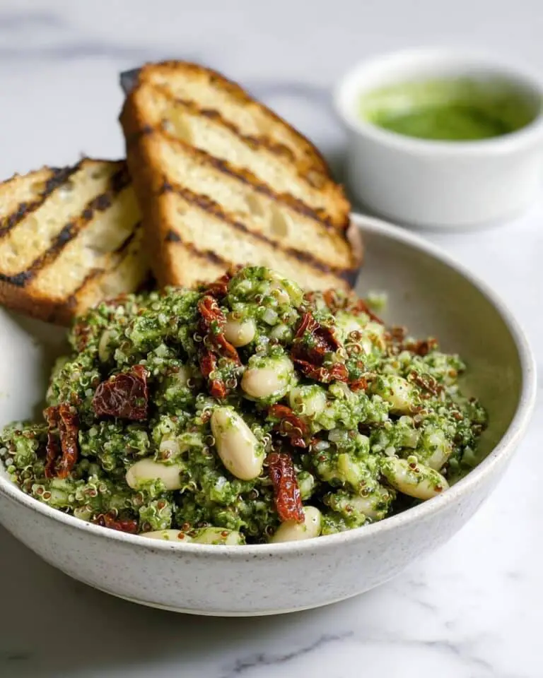 Spinach Pesto Butter Bean Lentil Quinoa Bowls with Sun-Dried Tomatoes Recipe