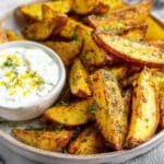 Greek Potato Wedges with Yogurt Sauce Recipe